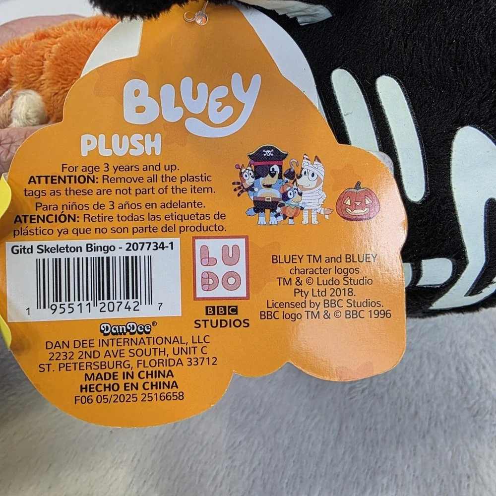 Bingo Glow In The Dark Skeleton Costume Halloween Holiday Plush Toy‎ 7.5